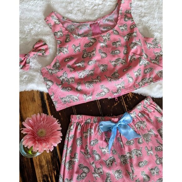 Handmade Pastel Pink 3 Piece Skirt, Shirt and Bow Set - Picture 2 of 4